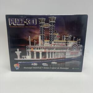 New Wrebbit Puzz 3D Mississippi Steamboat 718 Piece 3D Puzzle - Read!